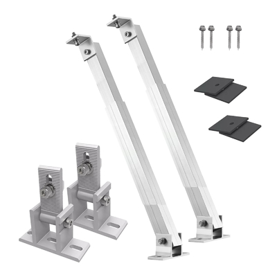 Soportes de aluminio con inclinación de ángulo ajustable para el montaje de paneles solares en techos planos de metal