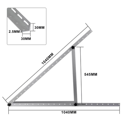 Bracket triangular solar ajustable para el montaje de módulos de aluminio y acero galvanizado