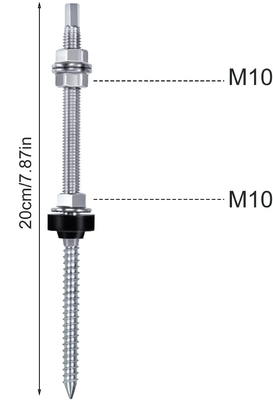 SUS304 tornillo de doble extremo para techo metálico M10 tornillo de colgador de doble rosca