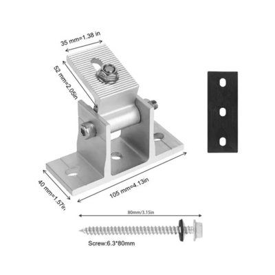 Soportes para piernas delanteras y traseras para paneles solares plateados/negros