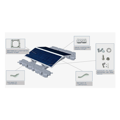 Sistema de montaje solar flotante personalizable para carga de viento de hasta 40 m/s y rendimiento