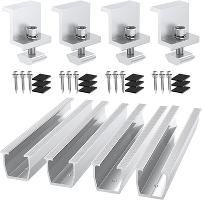 Sistema de montaje solar de plata natural con conector de montaje de mini carril
