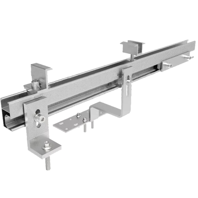 Sistema de montaje solar de plata natural con conector de montaje de mini carril