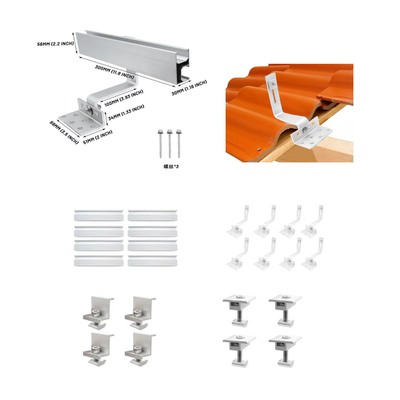 Servicio OEM Hook solar de techo de tejas fotovoltaicas con carga de viento de 60m/s y tamaño personalizado