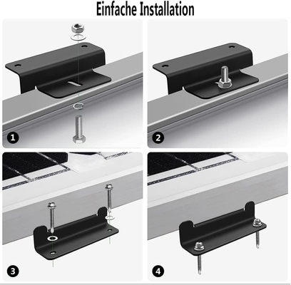 Panel solar de techo de metal / estaño montado 4pcs soportes Z negros para la instalación de paneles