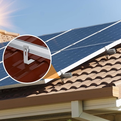 Sistema de montaje de paneles solares de azulejos de aluminio con gancho de techo de azulejos solares anodizados