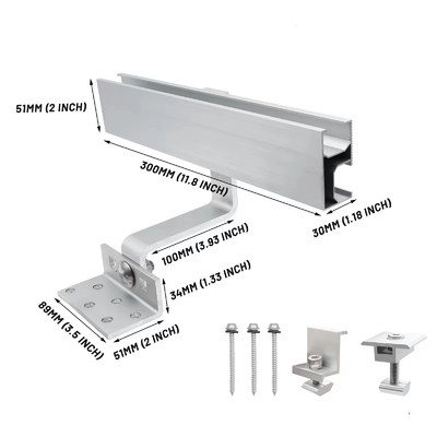 Panel solar de techo metálico montaje soporte de aluminio natural gancho para el techo para la carga del viento 60m/s