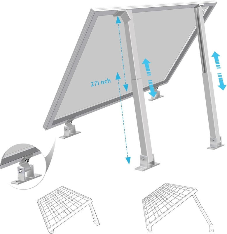 25 años de vida útil de los soportes anodizados del sistema solar para las patas delanteras y traseras ajustables