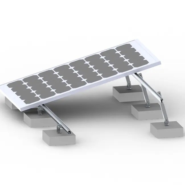 Soportes para piernas delanteras y traseras para paneles solares plateados/negros